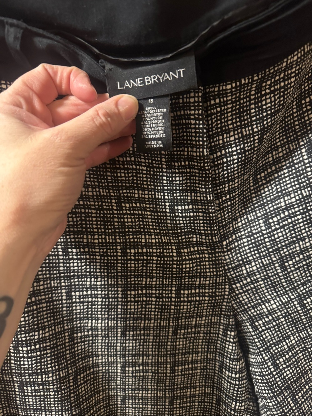 Lane Bryant Black & White Grid-Print Women’s Pants